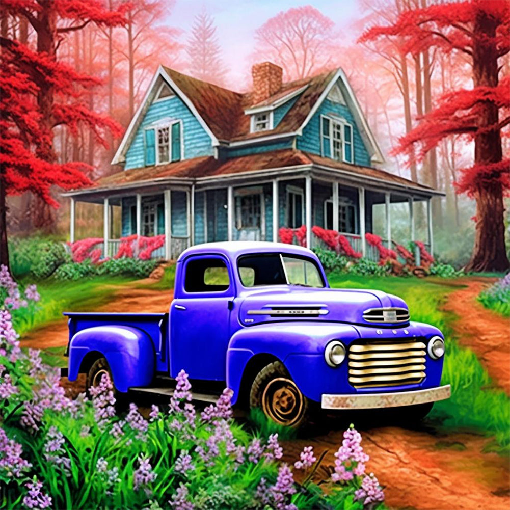 Diamond Painting - Full Round - classic car in the woods (30*30CM)