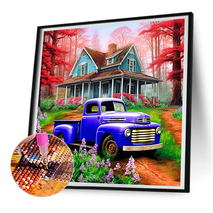 Diamond Painting - Full Round - classic car in the woods (30*30CM)