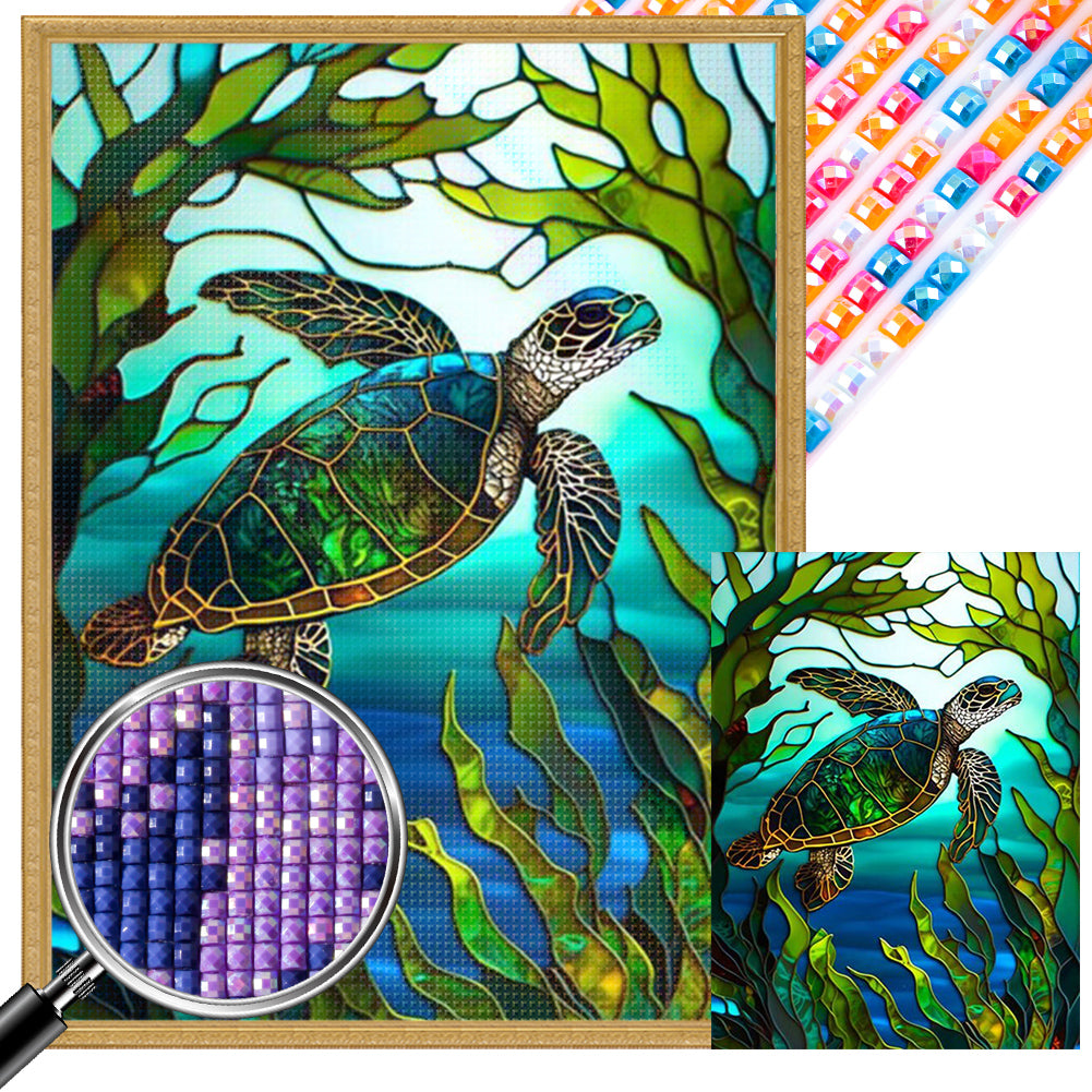 AB Diamond Painting - Full Square - turtle glass art (40*65CM)