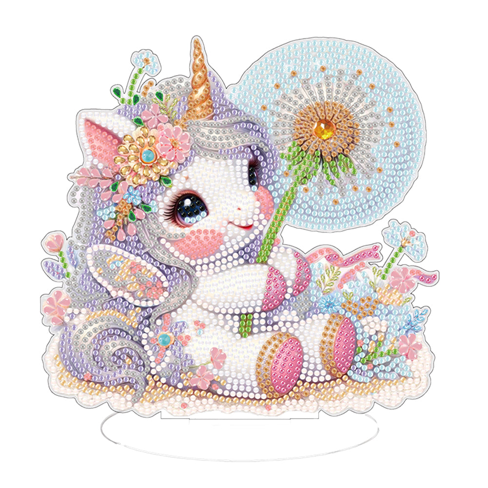 Single-Side Desktop Diamond Art Kits for Adults Beginner Kid (Dandelion Unicorn)