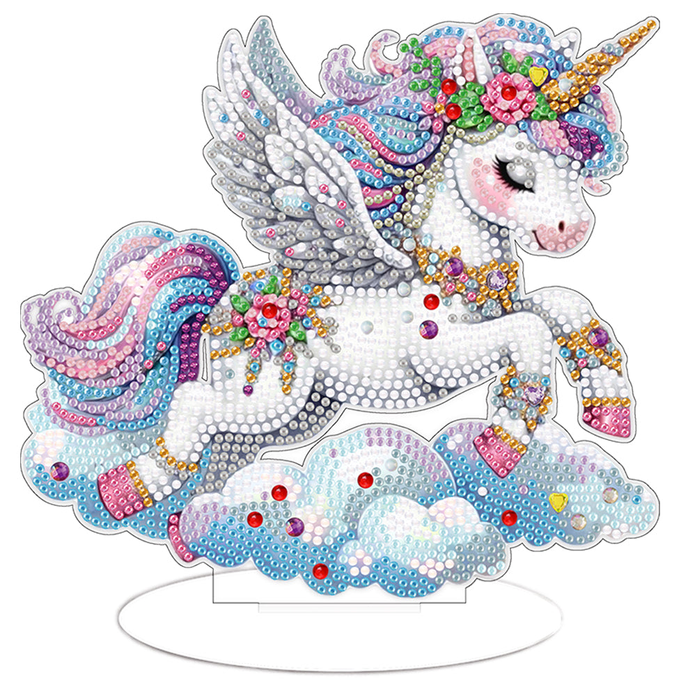 Single-Side Desktop Diamond Art Kits for Adults Beginner Kids (Cloud Unicorn)