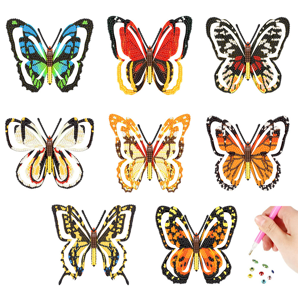 8Pcs Butterfly Kid Diamond Art Painting Stickers Kits Fun DIY Arts Crafts Paint