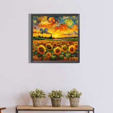 Load image into Gallery viewer, Diamond Painting - Full Round - Color lead painting of sunflower field (40*40CM)
