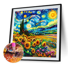 Load image into Gallery viewer, Diamond Painting - Full Round - Colored lead painting of flower field and starry sky (40*40CM)
