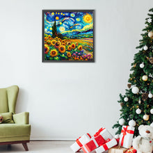 Load image into Gallery viewer, Diamond Painting - Full Round - Colored lead painting of flower field and starry sky (40*40CM)
