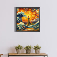 Load image into Gallery viewer, Diamond Painting - Full Round - Colored lead painting of lighthouse on the sea (40*40CM)
