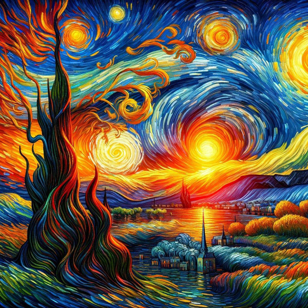 Diamond Painting - Full Round - Colored lead painting of the exterior scene of the galaxy (40*40CM)