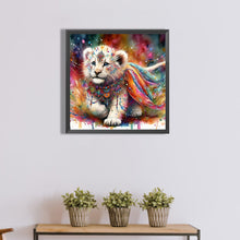 Load image into Gallery viewer, Diamond Painting - Full Round - Indian white lion with colorful feathers (40*40CM)
