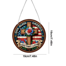 Load image into Gallery viewer, Acrylic Suncatcher Window Door Sign Hanging Garden Decor (Patriotic Cross Flag)
