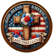 Load image into Gallery viewer, Acrylic Suncatcher Window Door Sign Hanging Garden Decor (Patriotic Cross Flag)
