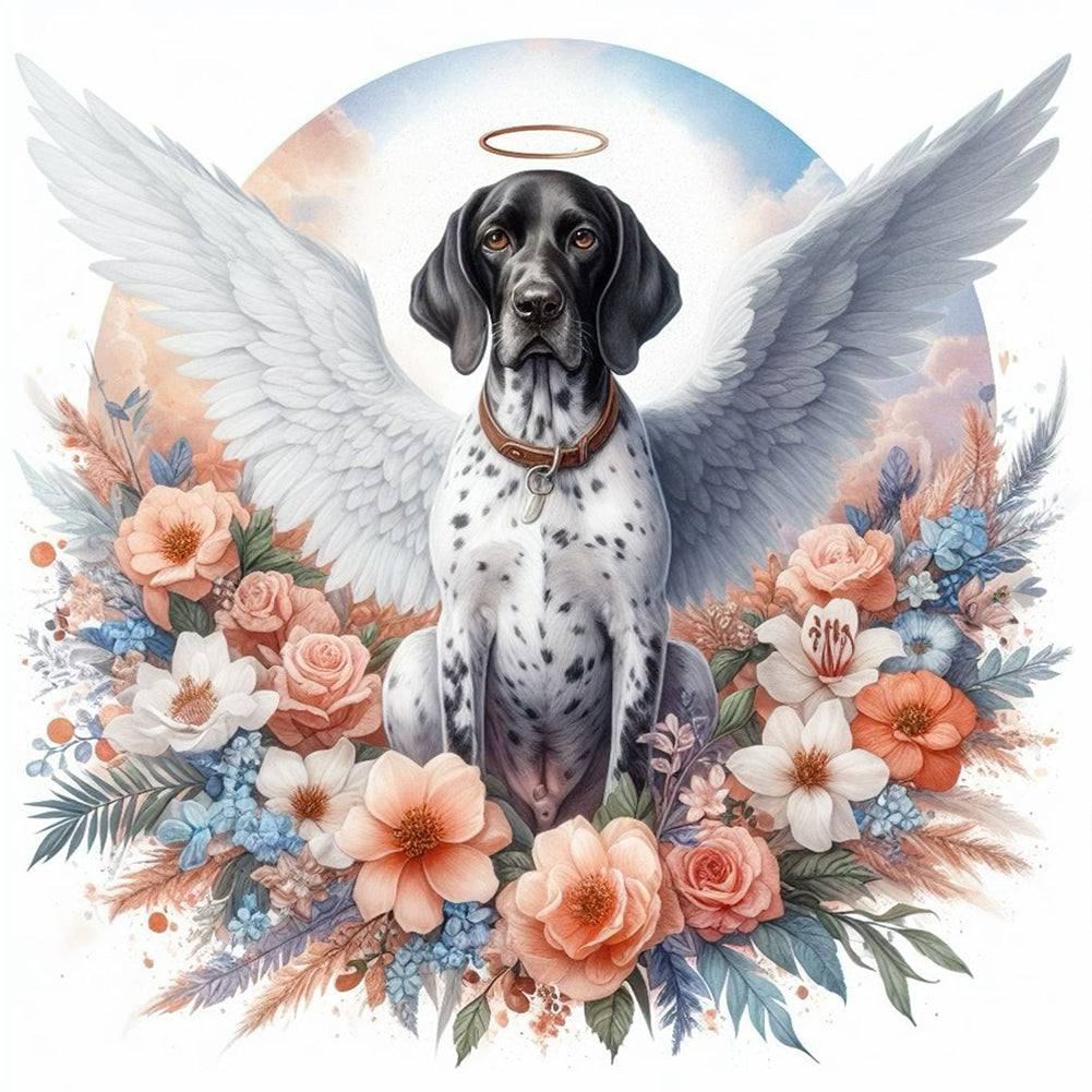 Diamond Painting - Full Round - Angel dog and baby (30*30CM)