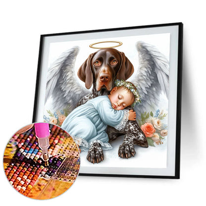 Diamond Painting - Full Round - Angel dog and baby (30*30CM)