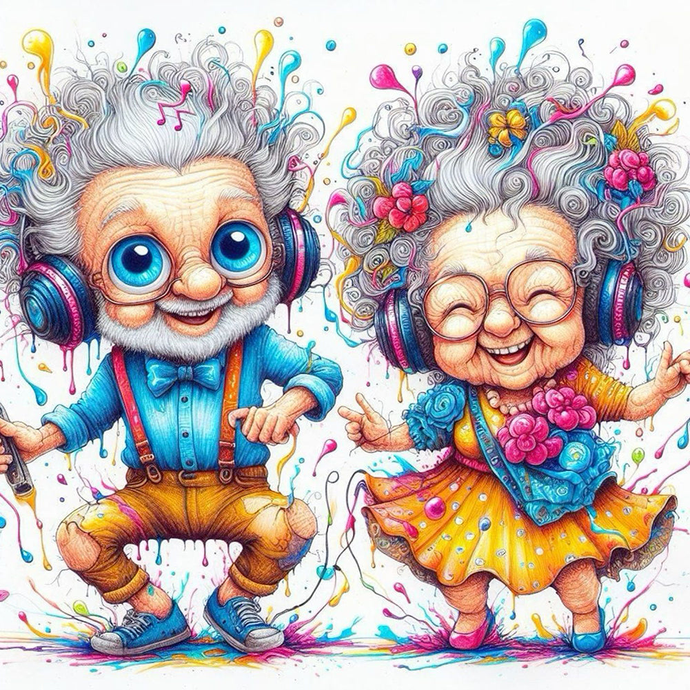 Diamond Painting - Full Round - old couple (30*30CM)