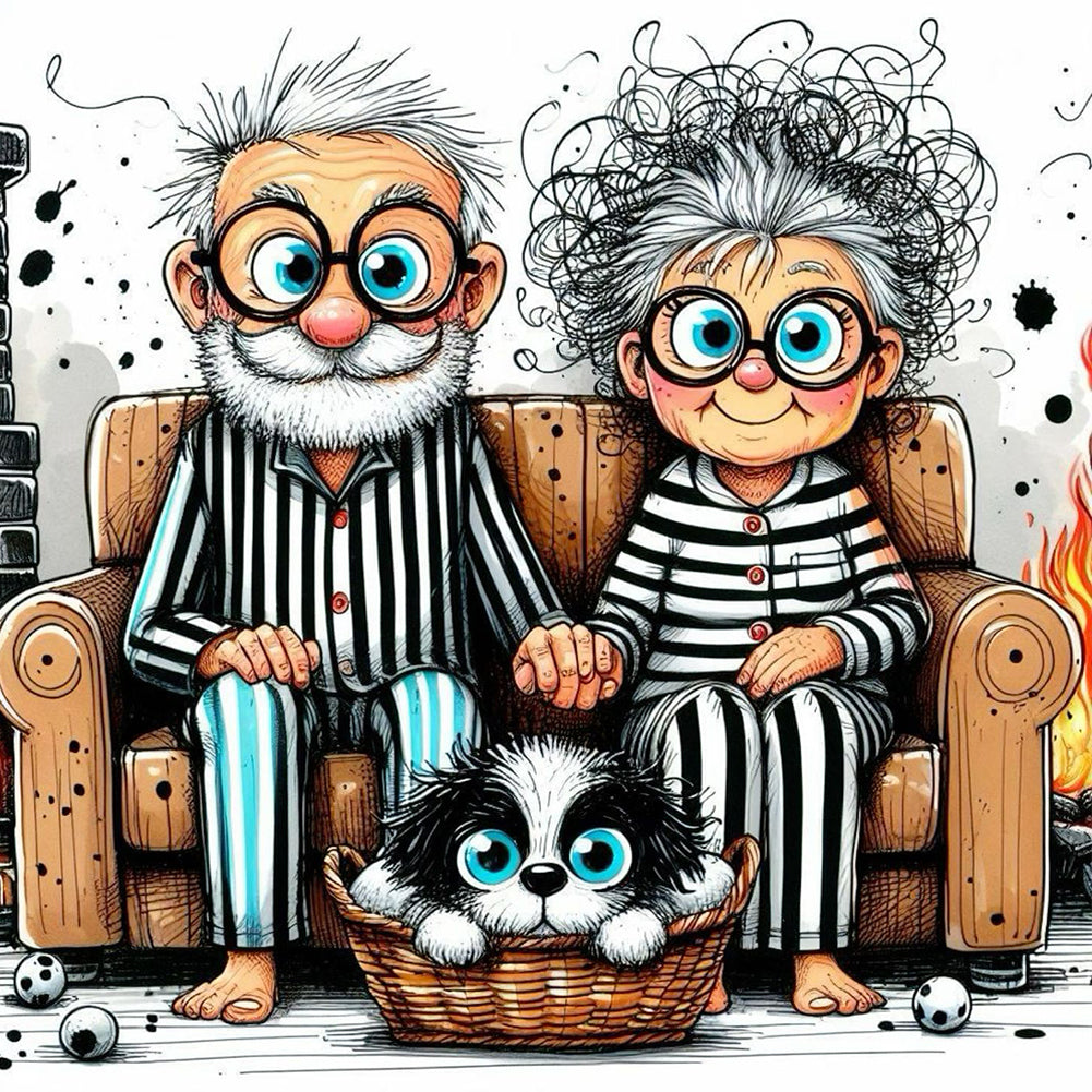 Diamond Painting - Full Round - old couple (30*30CM)