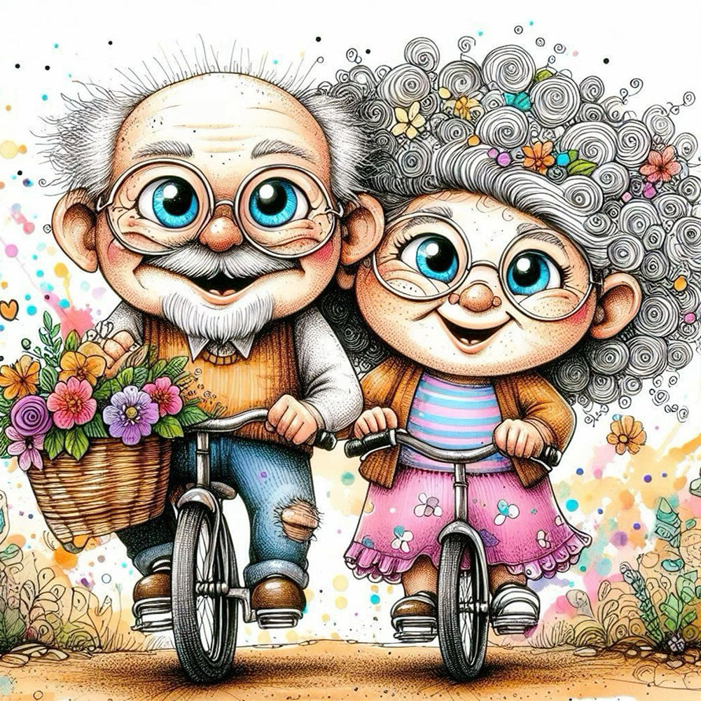 Diamond Painting - Full Round - old couple (30*30CM)