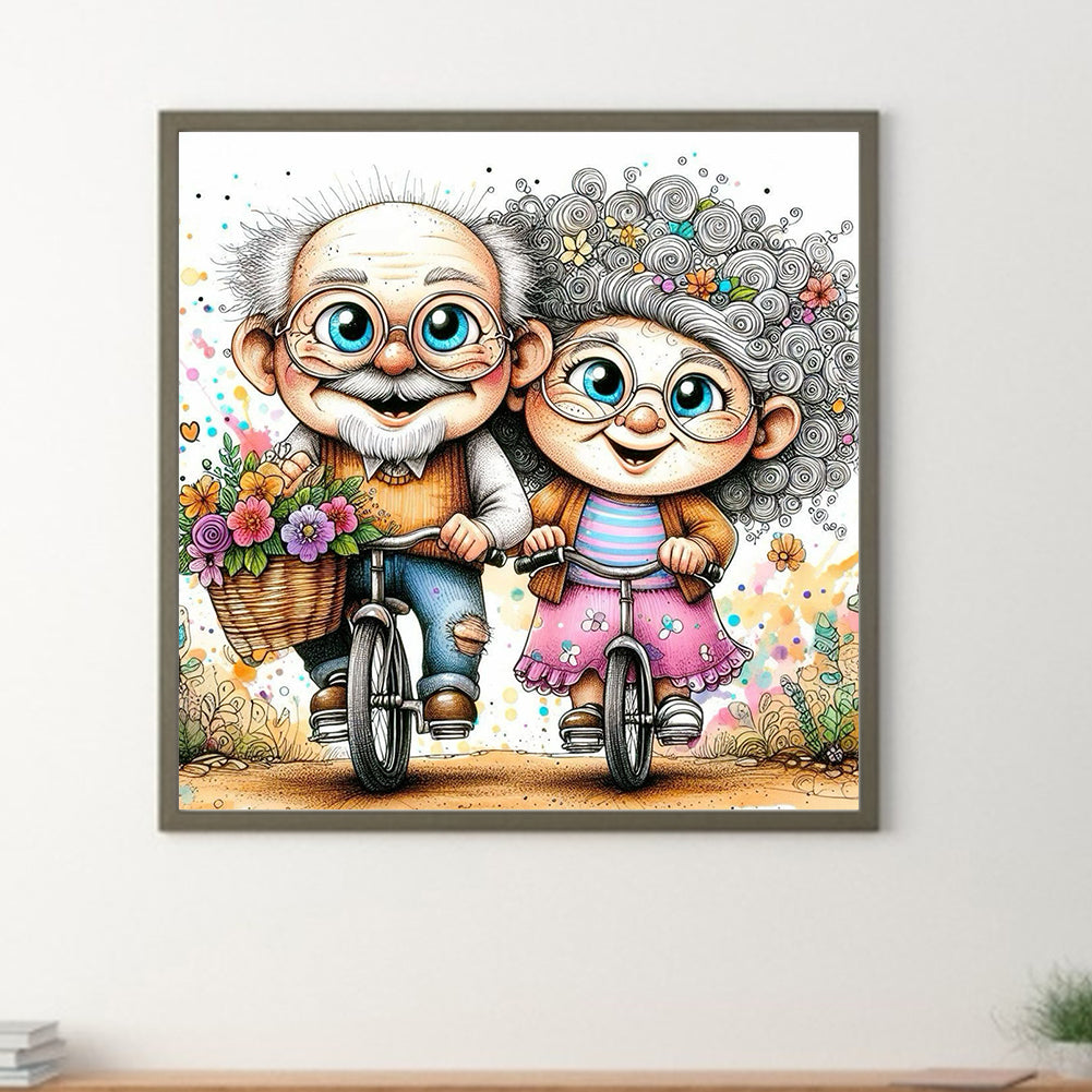 Diamond Painting - Full Round - old couple (30*30CM)