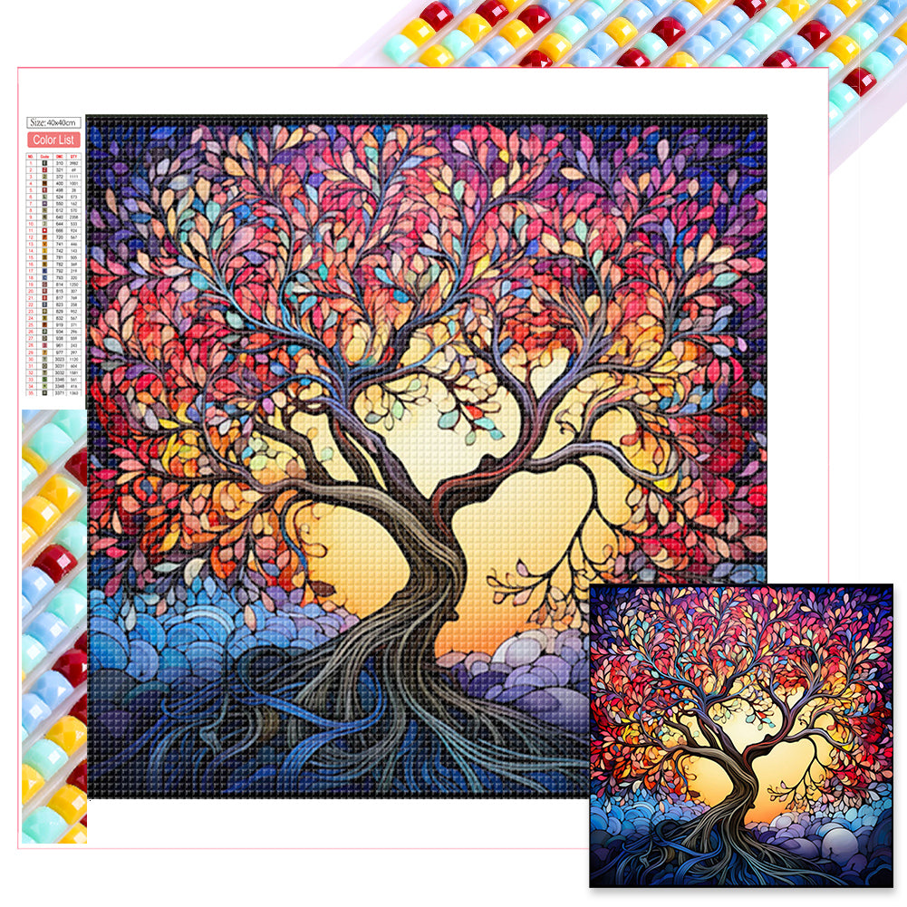 Diamond Painting - Full Square - glass art lucky tree (40*40CM)