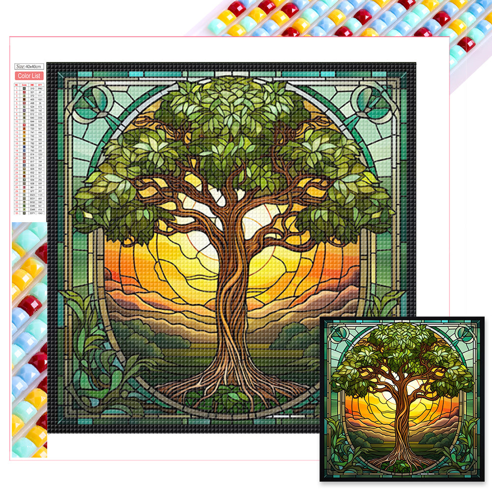 Diamond Painting - Full Square - glass art lucky tree (40*40CM)