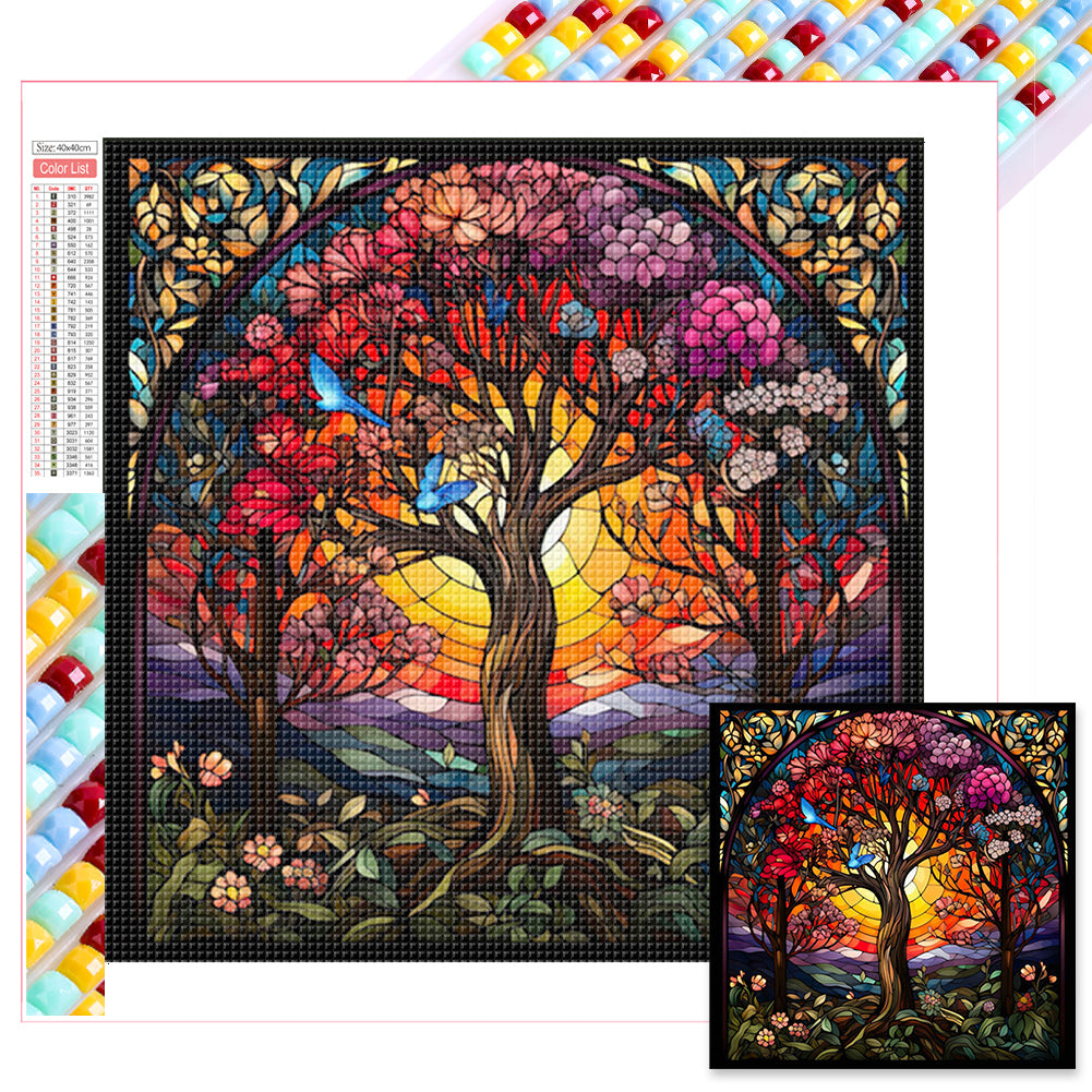 Diamond Painting - Full Square - glass art lucky tree (40*40CM)