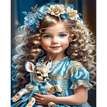Load image into Gallery viewer, Diamond Painting - Full Square - little girl holding a deer (40*50CM)
