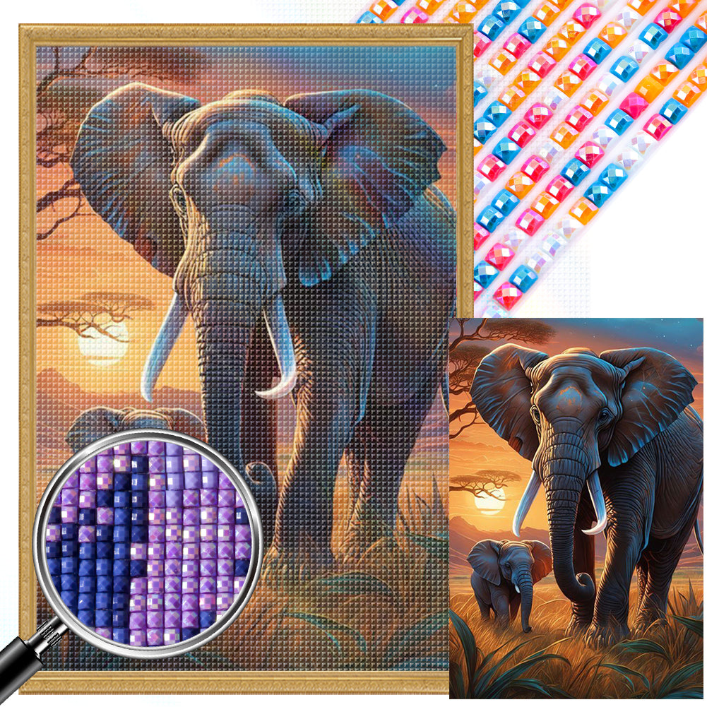 AB Diamond Painting - Full Square - wild elephant (40*60CM)