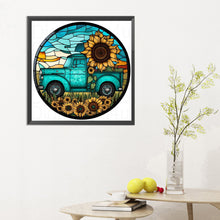 Load image into Gallery viewer, Diamond Painting - Full Round - Round brand sunflower classic car (30*30CM)
