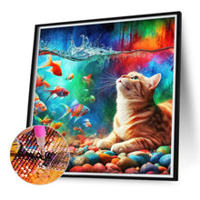Load image into Gallery viewer, Diamond Painting - Full Round - Goldfish and Orange Cat (40*40CM)
