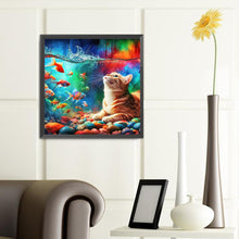 Load image into Gallery viewer, Diamond Painting - Full Round - Goldfish and Orange Cat (40*40CM)

