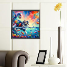 Load image into Gallery viewer, Diamond Painting - Full Round - Goldfish and colorful cat (40*40CM)
