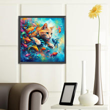 Load image into Gallery viewer, Diamond Painting - Full Round - Goldfish and Orange Cat (40*40CM)
