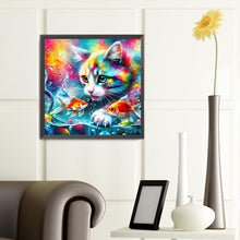 Load image into Gallery viewer, Diamond Painting - Full Round - Goldfish and colorful cat (40*40CM)
