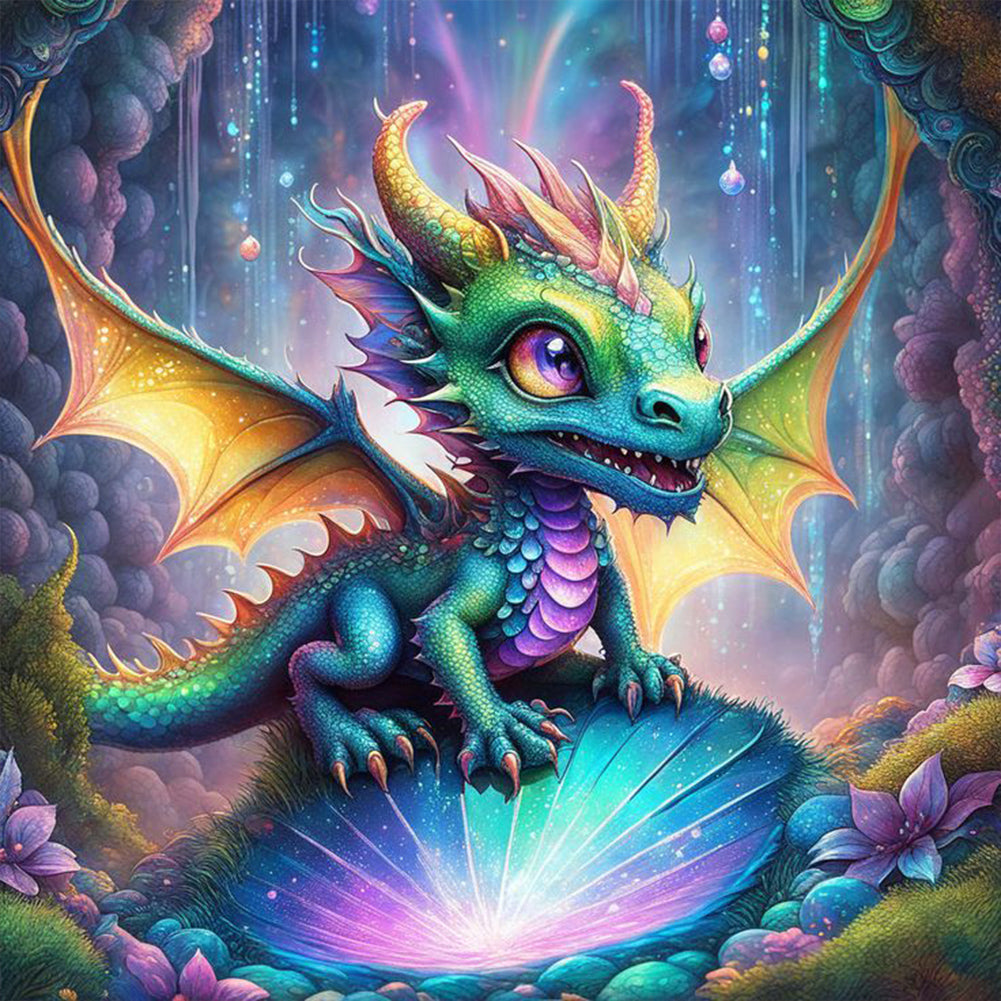 Diamond Painting - Full Round - multi-colored dragon (30*30CM)