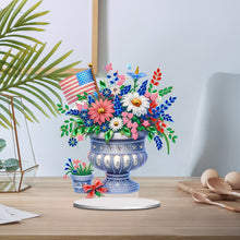 Load image into Gallery viewer, American Flag Special Shape Diamond Painting Desktop Ornament (Flower Vase 1)
