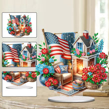 Load image into Gallery viewer, American Flag Special Shape Diamond Painting Desktop Home Ornament (House 3)
