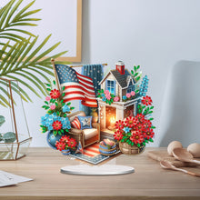 Load image into Gallery viewer, American Flag Special Shape Diamond Painting Desktop Home Ornament (House 3)
