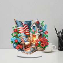 Load image into Gallery viewer, American Flag Special Shape Diamond Painting Desktop Home Ornament (House 3)
