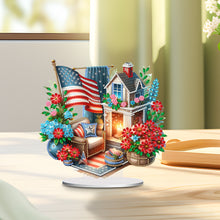 Load image into Gallery viewer, American Flag Special Shape Diamond Painting Desktop Home Ornament (House 3)
