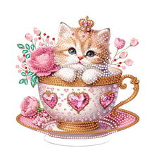 Load image into Gallery viewer, Special Shape Single-Side Cute Cat in Cup Desktop Diamond Art Kit for Home Decor
