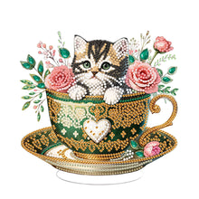 Load image into Gallery viewer, Special Shape Single-Side Cute Cat in Cup Desktop Diamond Art Kit for Home Decor
