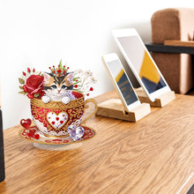 Load image into Gallery viewer, Special Shape Single-Side Cute Cat in Cup Desktop Diamond Art Kit for Home Decor
