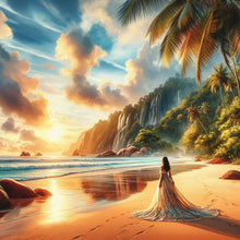Load image into Gallery viewer, Diamond Painting - Full Round - Beach waves girl (30*30CM)
