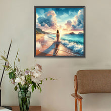 Load image into Gallery viewer, Diamond Painting - Full Round - Beach waves girl (30*30CM)
