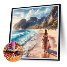 Load image into Gallery viewer, Diamond Painting - Full Round - Beach waves girl (30*30CM)
