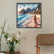 Load image into Gallery viewer, Diamond Painting - Full Round - Beach waves girl (30*30CM)
