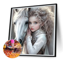 Load image into Gallery viewer, Diamond Painting - Full Round - white horse girl (30*30CM)
