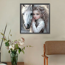 Load image into Gallery viewer, Diamond Painting - Full Round - white horse girl (30*30CM)
