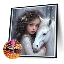 Load image into Gallery viewer, Diamond Painting - Full Round - white horse girl (30*30CM)

