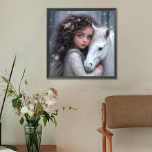 Load image into Gallery viewer, Diamond Painting - Full Round - white horse girl (30*30CM)
