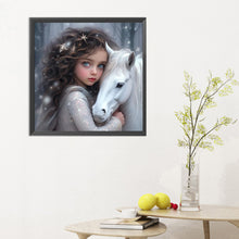 Load image into Gallery viewer, Diamond Painting - Full Round - white horse girl (30*30CM)
