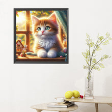 Load image into Gallery viewer, Diamond Painting - Full Round - Glowing cat by the window (30*30CM)
